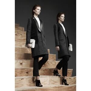 Alexander Wang Wool Leather Pre Fall Fashion Show Coat Black Gray Size Small